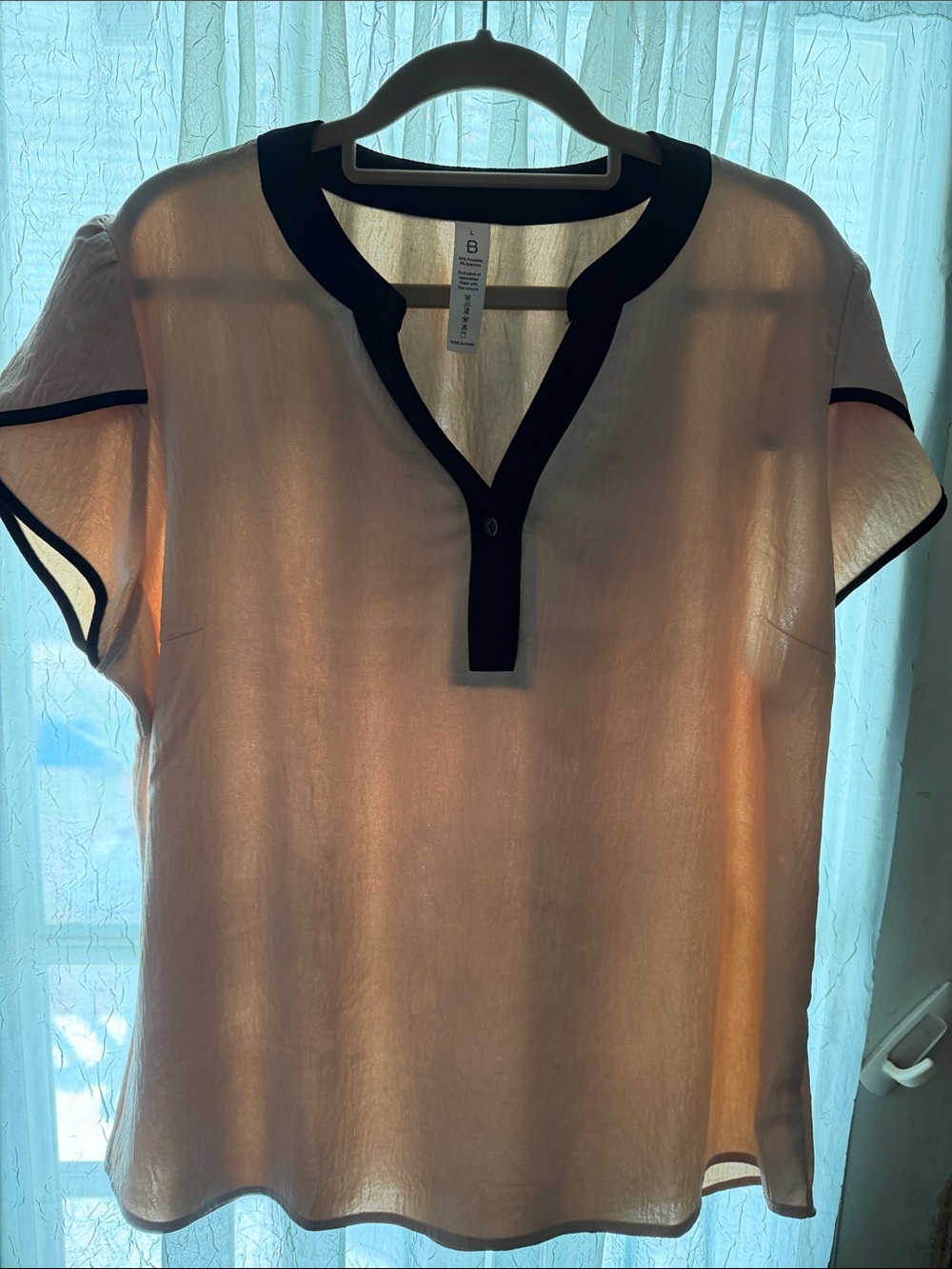 Nine West Cream Blouse with Black Contrast Trim